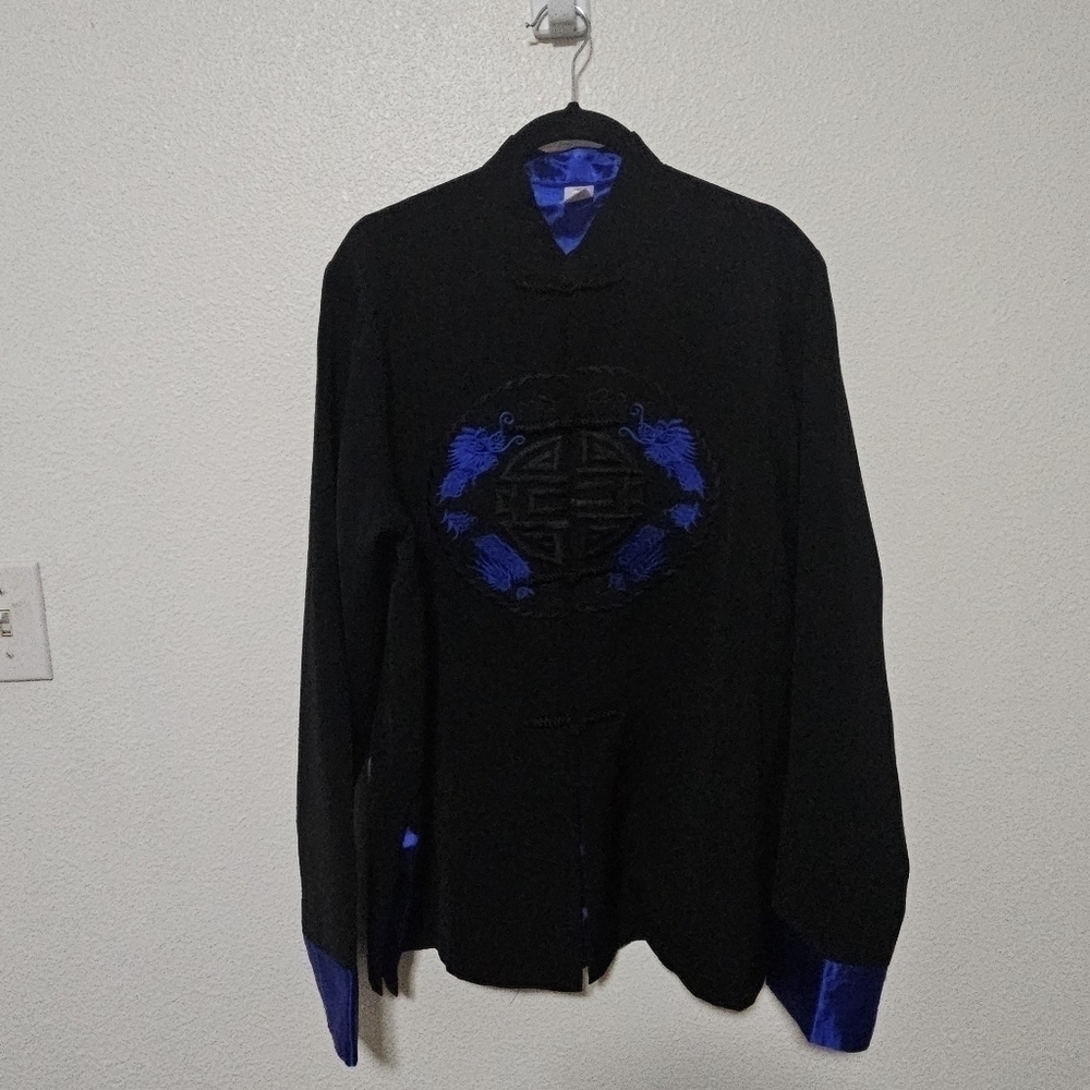 Vintage dragon embroidery silk blazer